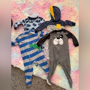Kids One Piece Pajama Set - Blue, Gray, and Yellow